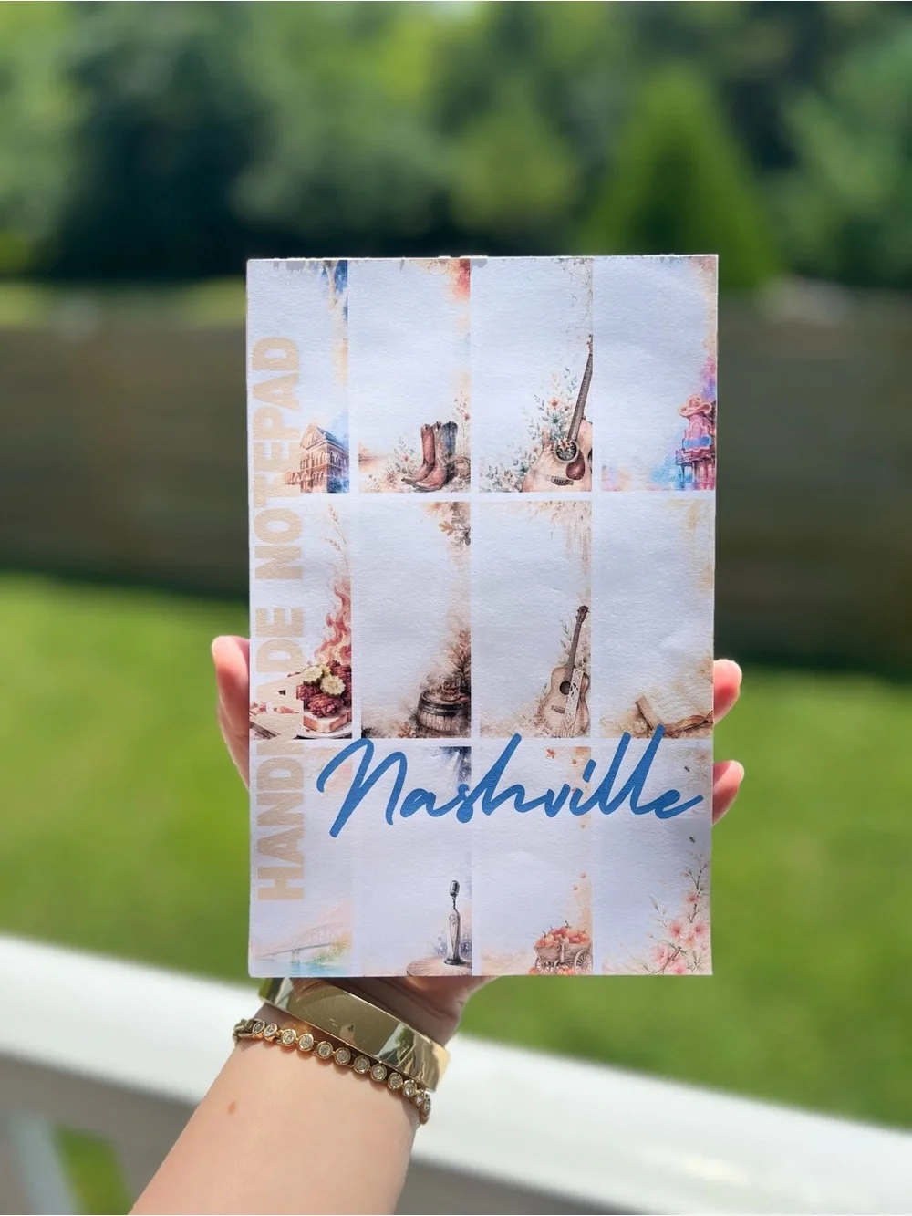 Nashville Handmade Note Pad - Blue Script Design